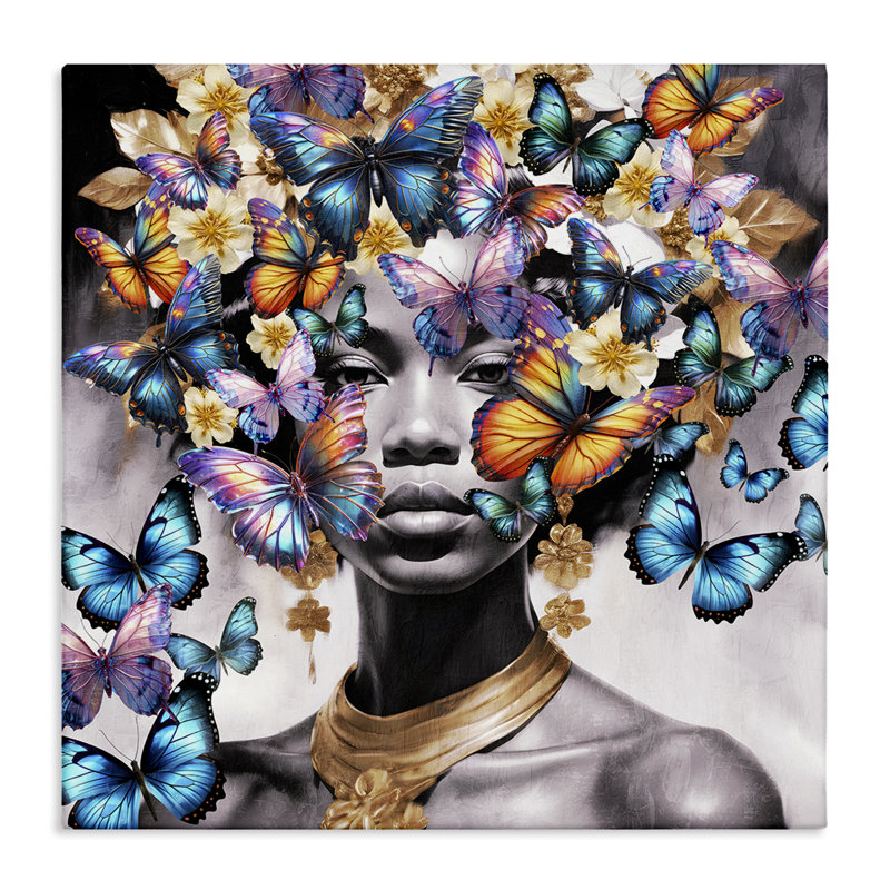 Art mural sur toile Butterfly Flight, portrait par Kim Allen, H 30 po x l 30 po