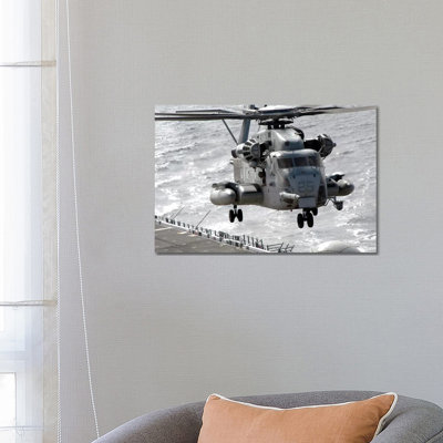 A CH-53E Super Stallion Helicopter Takes off from USS Makin Island 1 Piece Wrapped Canvas Wall Art