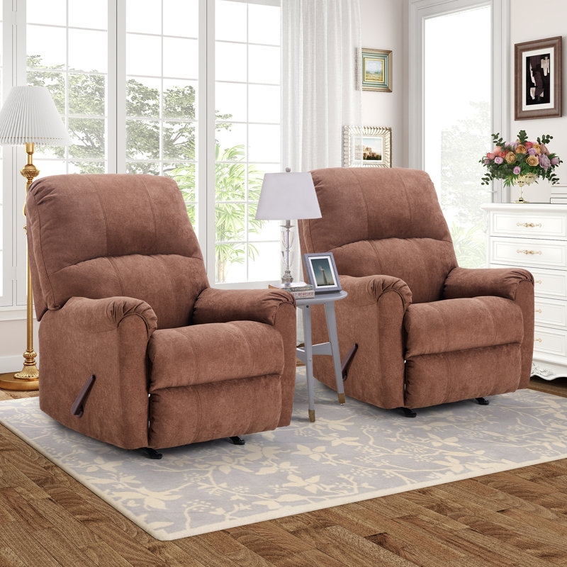 Etly 31.6" Wide Modern and Overstuffed Upholstered Manual Rocker Recliner (Set of 2), Gray
