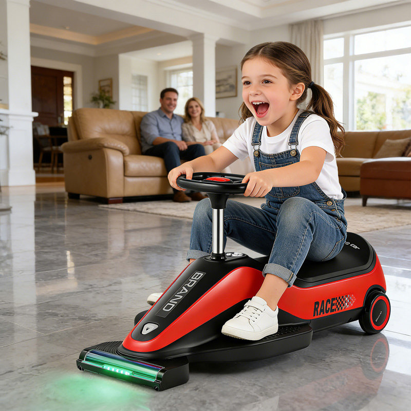 12v7ah Ride On Go Kart avec fonction d'aspirateur, voiture électrique avec boîte à poussière détachable, Rouge