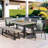 Nungesser 6 - Person Acacia Wicker Patio Dining Set with Rectangular Table