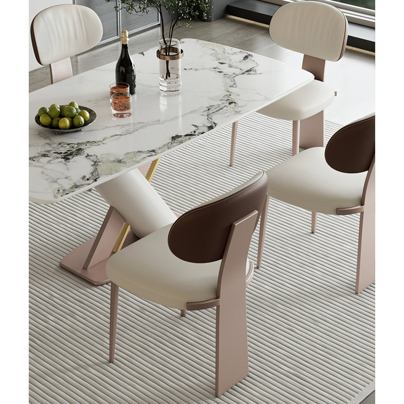 Chaise à dossier moderne et simple en acier inoxydable, Or rose
