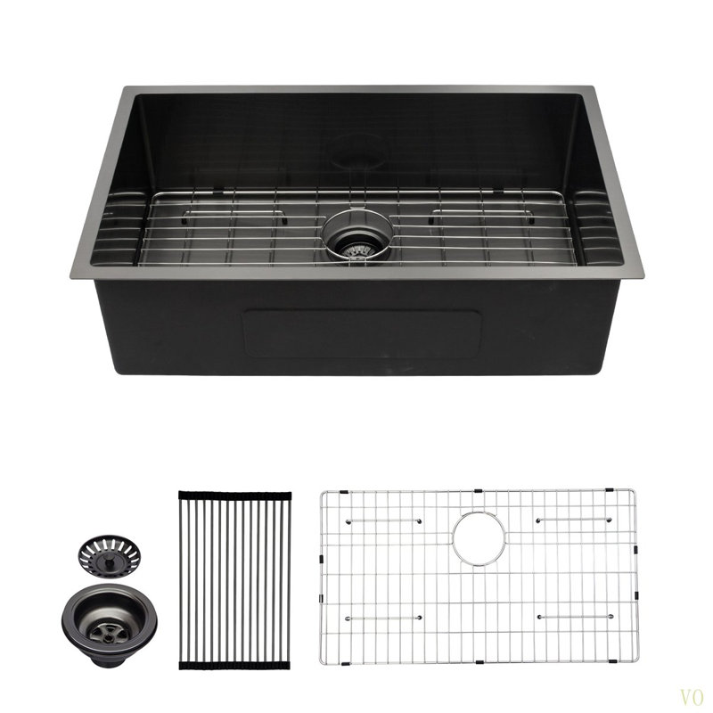 33"   Kitchen Sink - 33"X 19"X 10" Undermount Singel Bowl Kitchen Basin 16 Gauge Stainless Steel With 10 Inch Deep