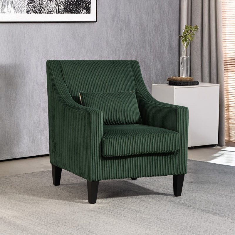 Fauteuil de 26,7 po de largeur, Velours côtelé vert