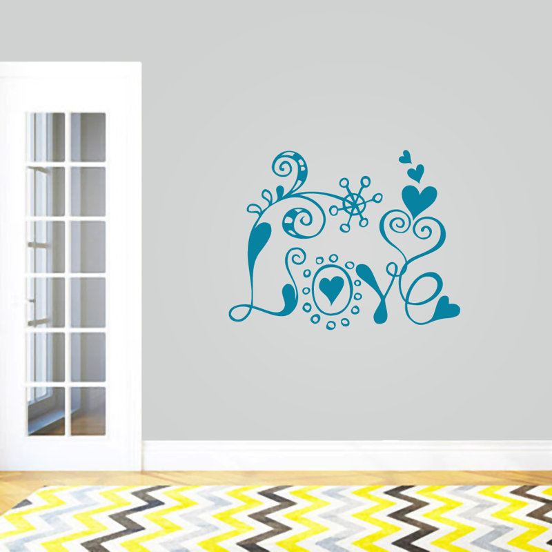 Text & Numbers Non-Wall Damaging Wall Decal, Teal