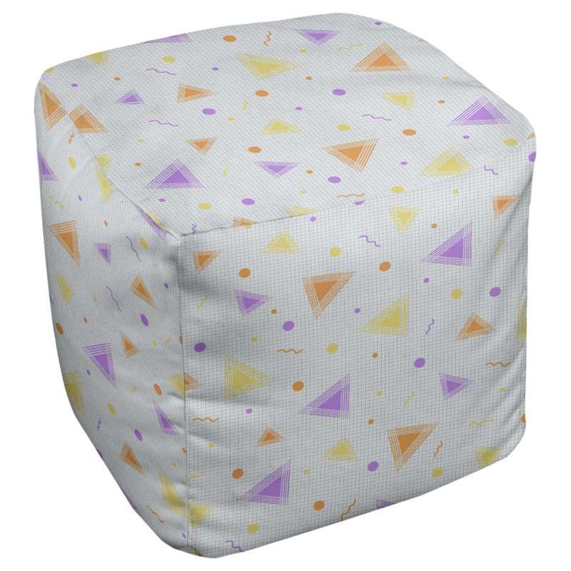 Repose-pieds à cubes rétro 90s Leffel, H 19,5 po x L 117 po x P 20 po, Mauve / jaune