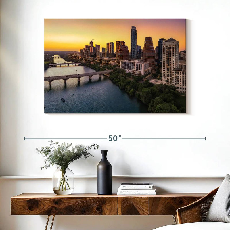Skyline de Sirci Austin au crépuscule, H 26 po x l 39 po
