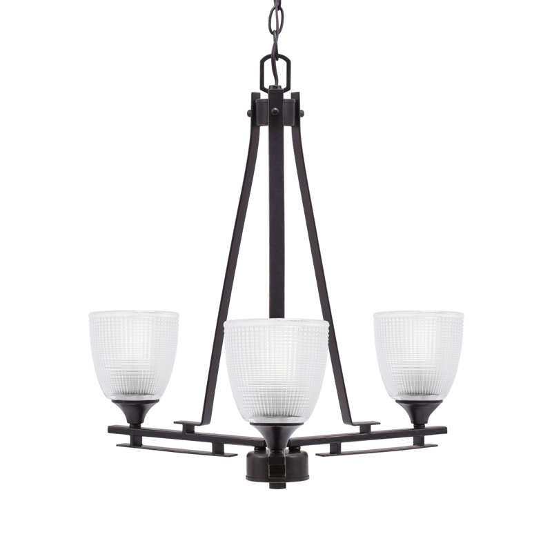 Lustre 3 lumières Uptowne illustré en finition granit foncé avec verre côtelé transparent de 5 po