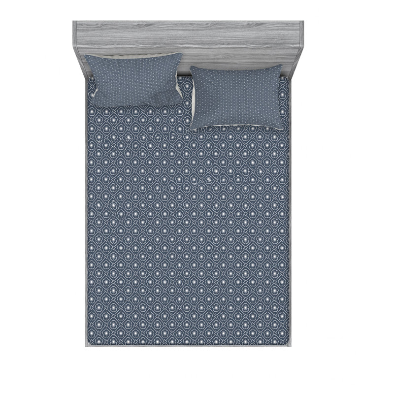 Microfiber Floral Sheet Set, Full/Double Sheet Set with Fitted Sheet