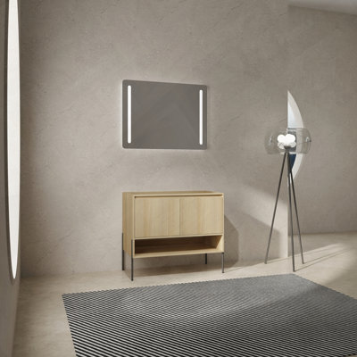 Meuble-lavabo autoportant avec portes à fermeture en douceur facile à assembler