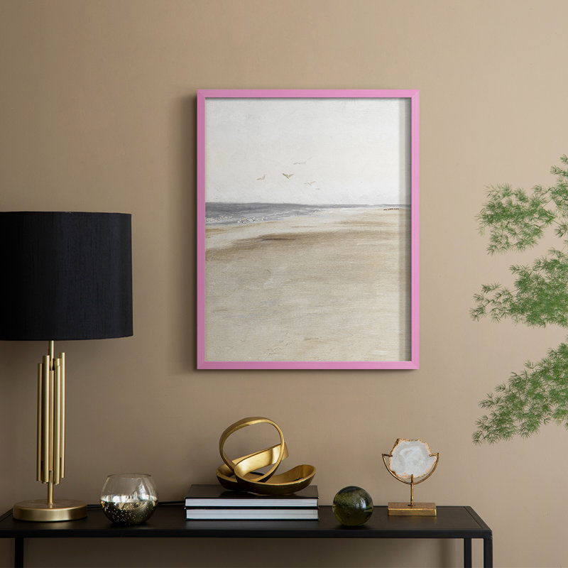 Impression encadrée rétro vintage nautique XLV - bois massif, H 30 po x l 24 po, Rose