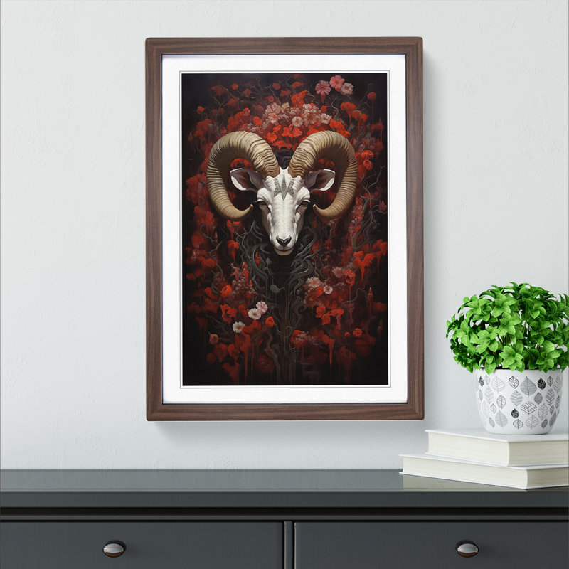 Single Picture Frame Print on Wood, Walnut Framed, 34cm H x 25cm W