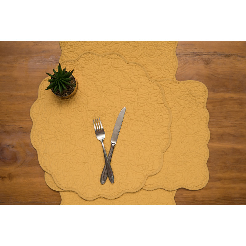 Christiana Sweet Pea Floral Reversible Quilt Table Runner, Yellow
