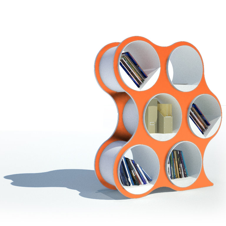 BOLLA POP Geometric Bookcase, 6 Shelves, Tangerine