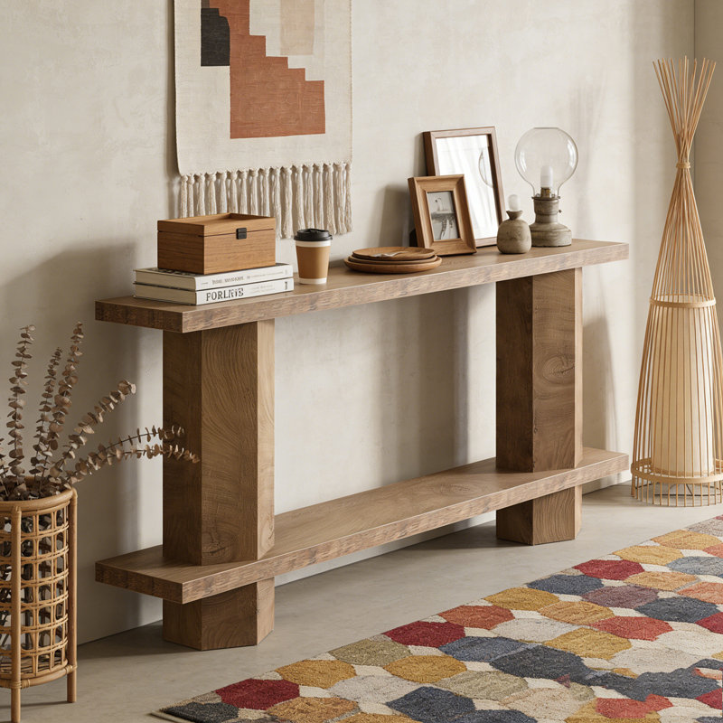 2-Tier Hallway Sofa Table Behind Couch
