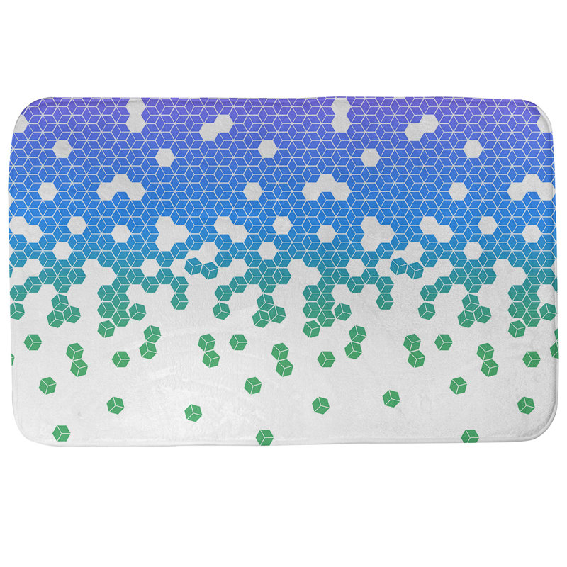 Tapis pour salle de bain cube culbuting Leffel, l 21 po x L 34 po, Paon / Blanc