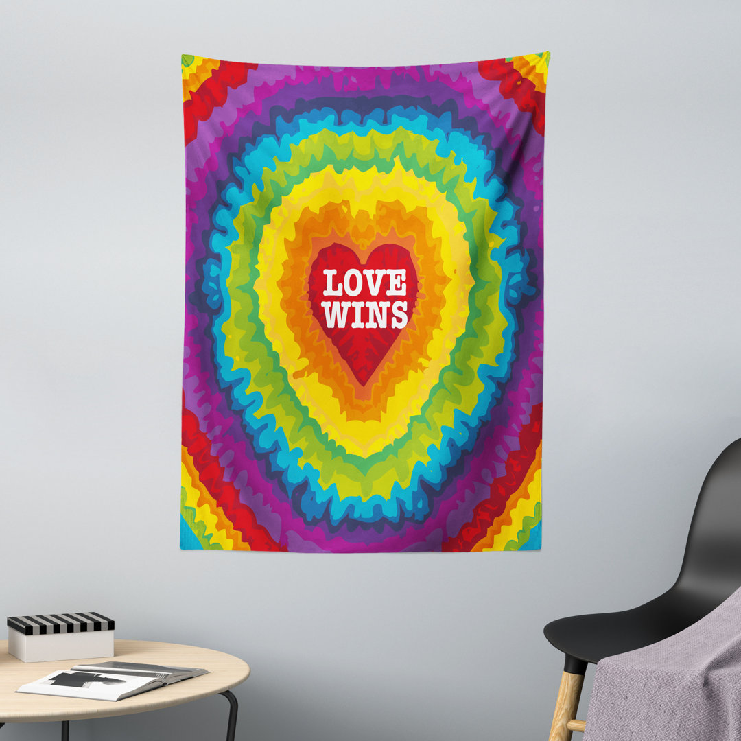 Liebe gewinnt Tie Dye Effekt Wandteppich