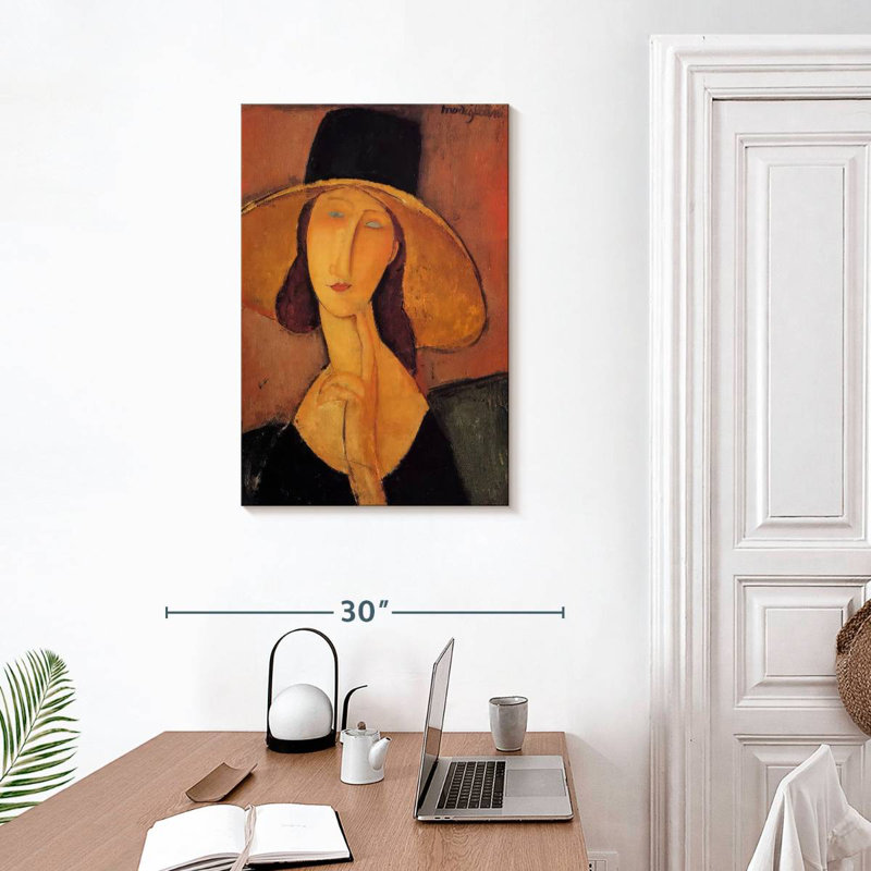 Leisha Jeanne Hebuterne dans un grand chapeau, H 30 po x l 20 po