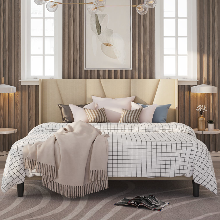 Heid Upholstered Platform Bed with Wingback Headboard