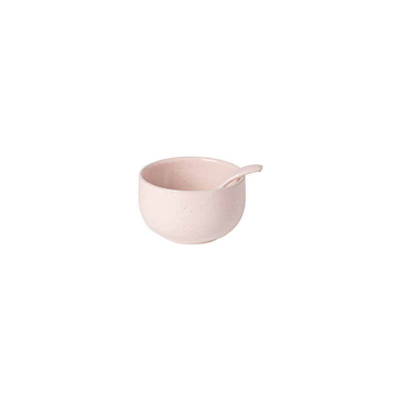 Marshmallow Stoneware Sugar Bowl with Wood Lid