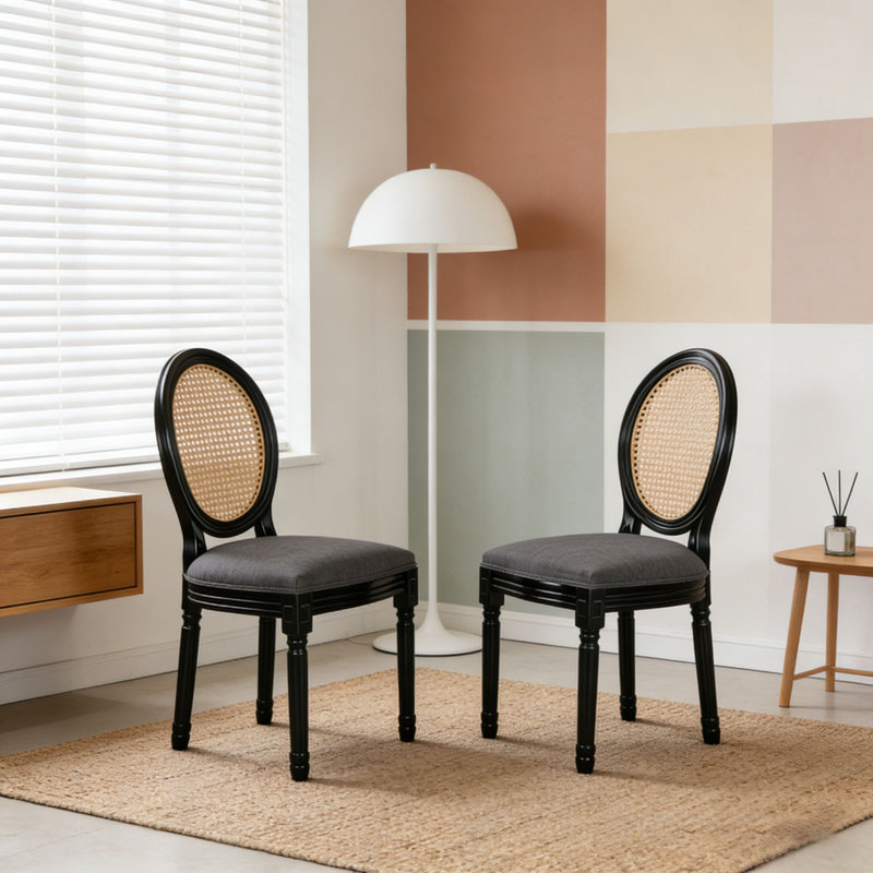 French Country Dining Chairs Set, Dark Gray