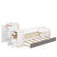 Lit plateforme simple en bois avec bibliothèque pour échantillon et garde-robe, lit multifonctionnel avec lit gigogne-114349995