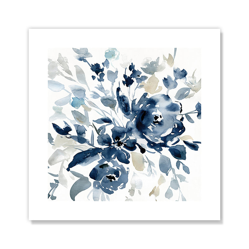 Indigo Garden I - peinture sans cadre, H 10 po x l 10 po x P 0,1 po