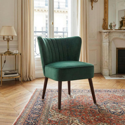 Fauteuil d'appoint sans accoudoirs, salon moderne de style Mid-Century avec pieds en bois et capacité de 300 lb pour le bureau du salon
