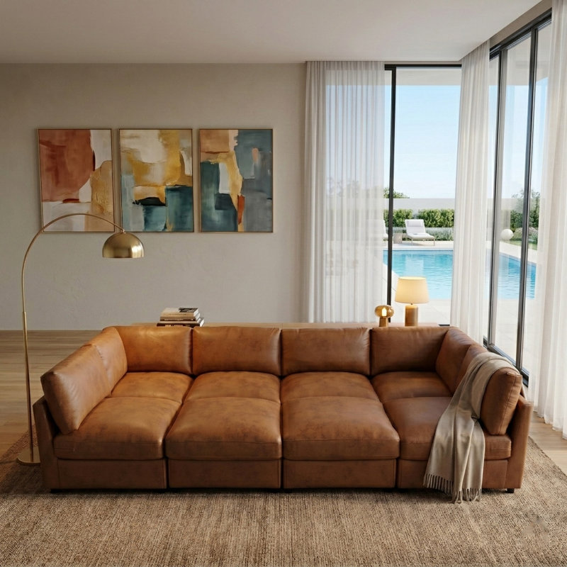 Canapé modulaire en velours côtelé Arvill, 33" H x 129" W x 95.5" D