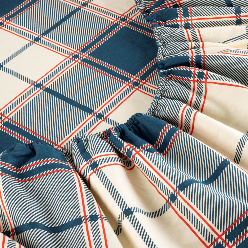 Kathy Ireland 100% Turkish Cotton Flannel Sheet Set, Queen Sheet Set + 1 Fitted Sheet + 2 Pillowcases, Signature Plaid