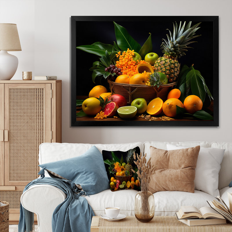 Caraïbes, fruits I - impression, Cadre photo noir, H 34 po x l 44 po x P 1,5 po
