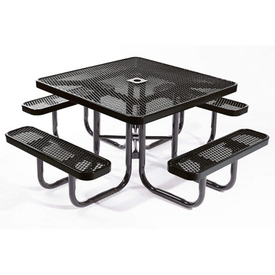 COATEDOUTDOORFURNITURE Table de pique-nique carrée de 117 cm (46 po), extensible, noire
