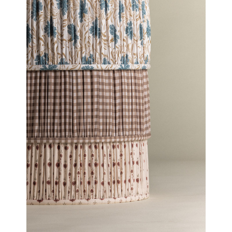 Abat-jour tambour imprimé, Gingham Brown
