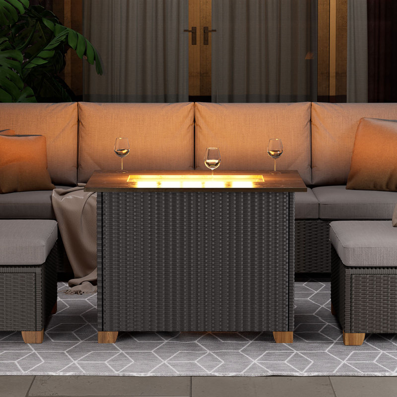 Meta Wicker Fire Pit Table