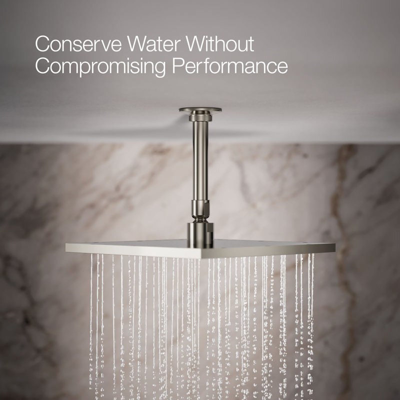 Contemporary Multi Function Rain Shower Head, Vibrant Polished Nickel, Square, 1.75 GPM