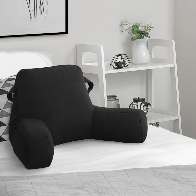 Comfy Backrest Pillow Arm Pillow With Pockets, Black