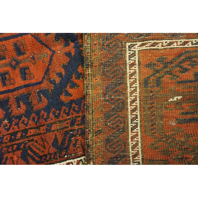 Antique Afghanistan Allover Geometric Hand Knotted Pile Rug