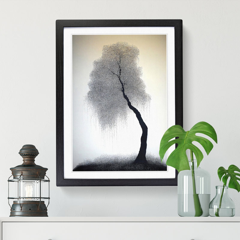 Weeping Willow Tree Art Vol.1 - Single Picture Frame Print, Black, 64cm H x 46cm W x 2cm D