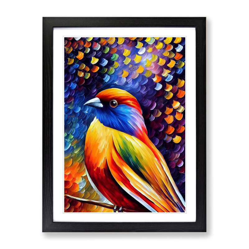 Beautiful Bird No.1 - Single Picture Frame Print, 64cm H x 46cm W x 2cm D, Black Framed
