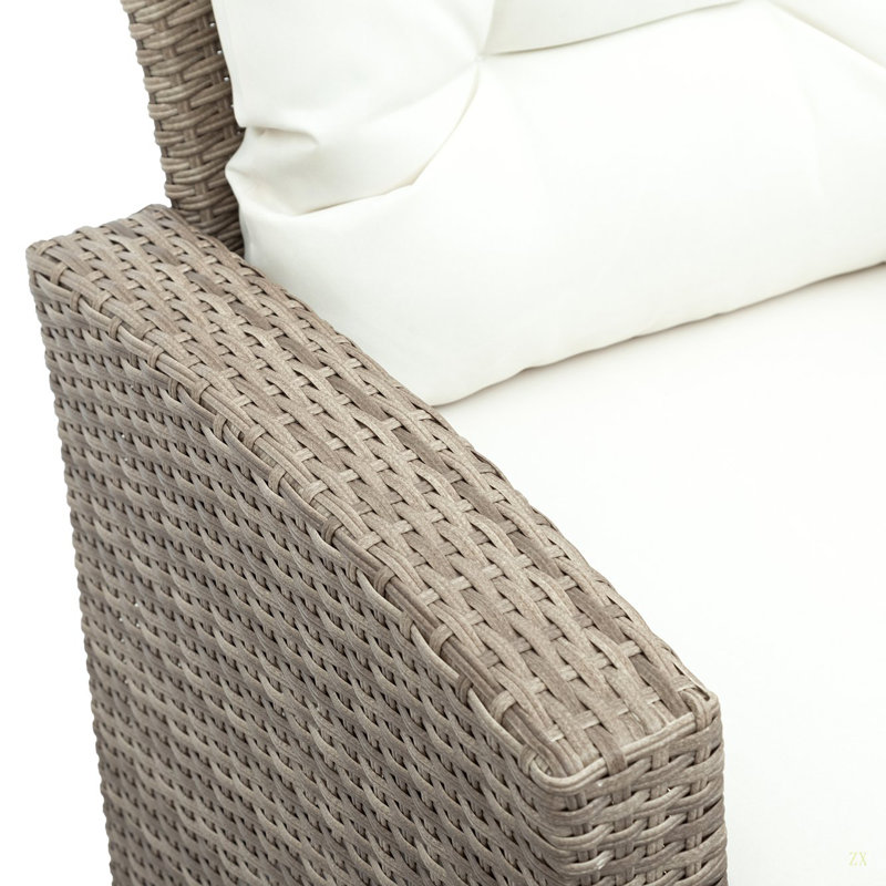 Canapé modulaire en osier avec repose-pieds et coussins 4 pièces U-Style, Beige