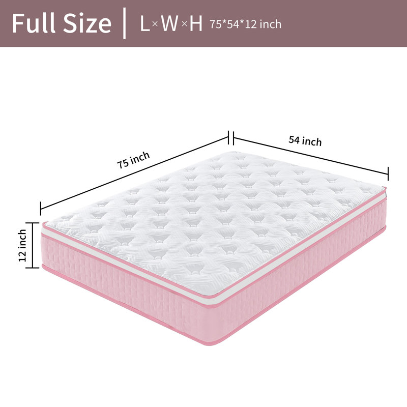 Matelas hybride à ressorts ensachés 12 po avec housse en tricot rafraîchissant certifié Certipur-US, Lit double