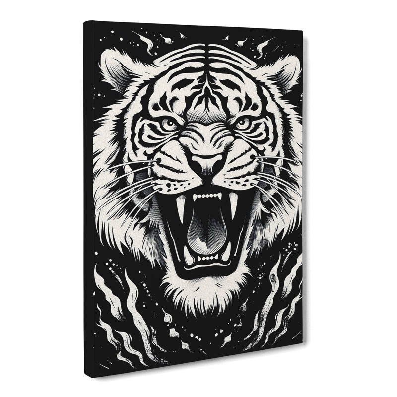 Tiger Line Art No.2 - Wrapped Canvas, 50cm H x 35cm W x 3cm D