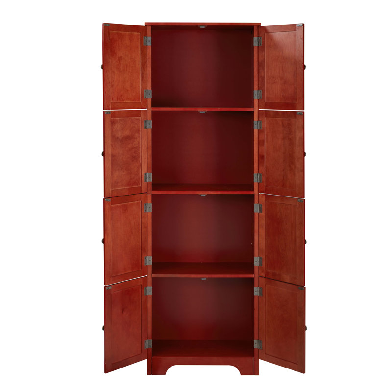 Armoire de rangement de 72,4 po de hauteur avec 8 portes et 4 tablettes, Cerisier