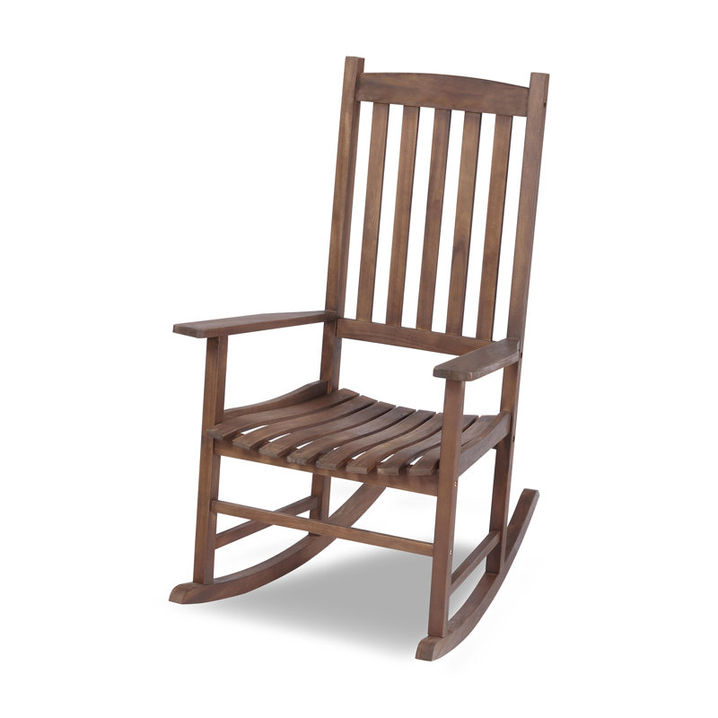 Chaise berçante d'extérieur en bois d'acacia brun