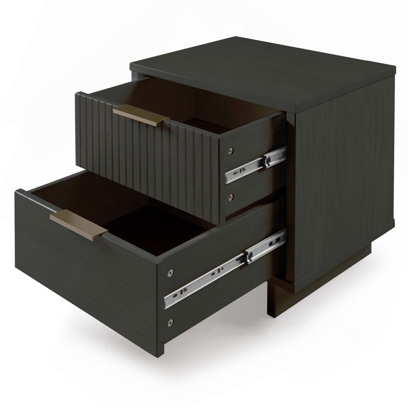 18" Nightstand In Charcoal Gray (2-Drawer), Charcoal Gray