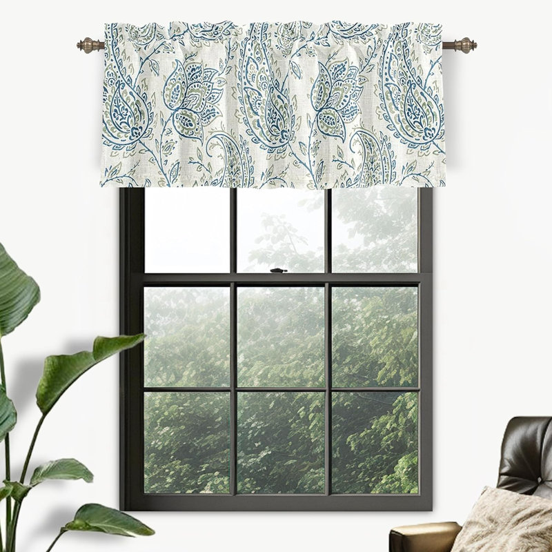 Twyla Floral Tailored Window Valance, Blue Green, 52'' W x 18'' L, Floral