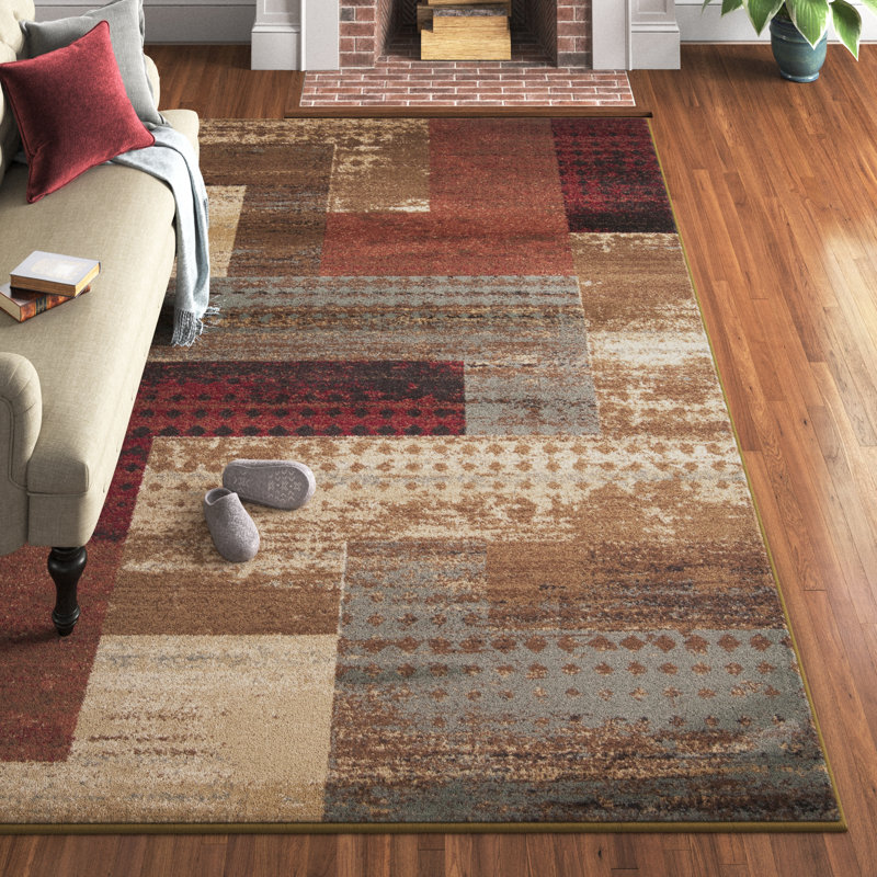 Tapis à motif géométrique brun Fegan, Rectangle 7 pi 10 po x 10 pi 10 po