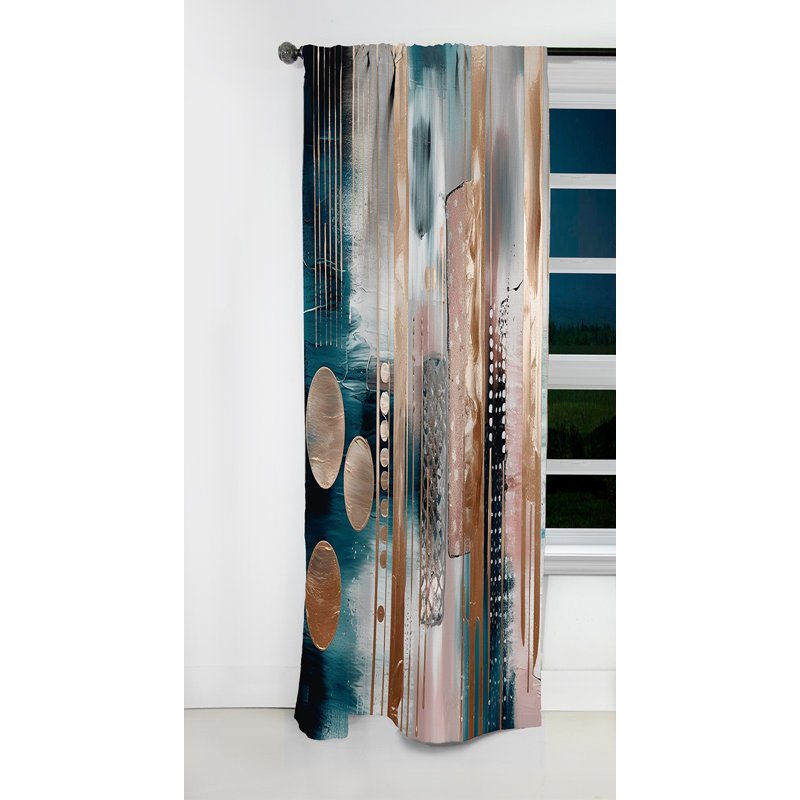 Doux couleurs formes et lignes Marble IV - Rideau occultant en marbre marbre abstrait - 1 panneaux, L 52 po x L 90 po
