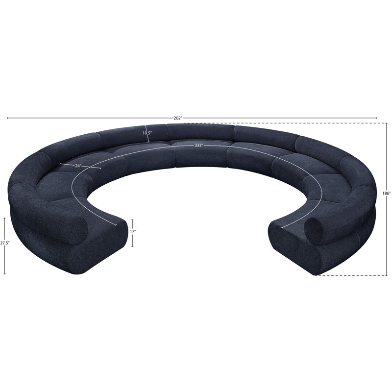 Bale 202" Upholstered Sectional, Navy Chenille Fabric