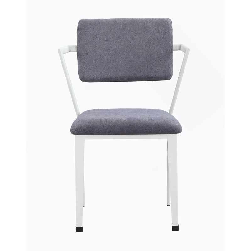Chaise de bureau en tissu gris cargaison et finition blanche, Blanc